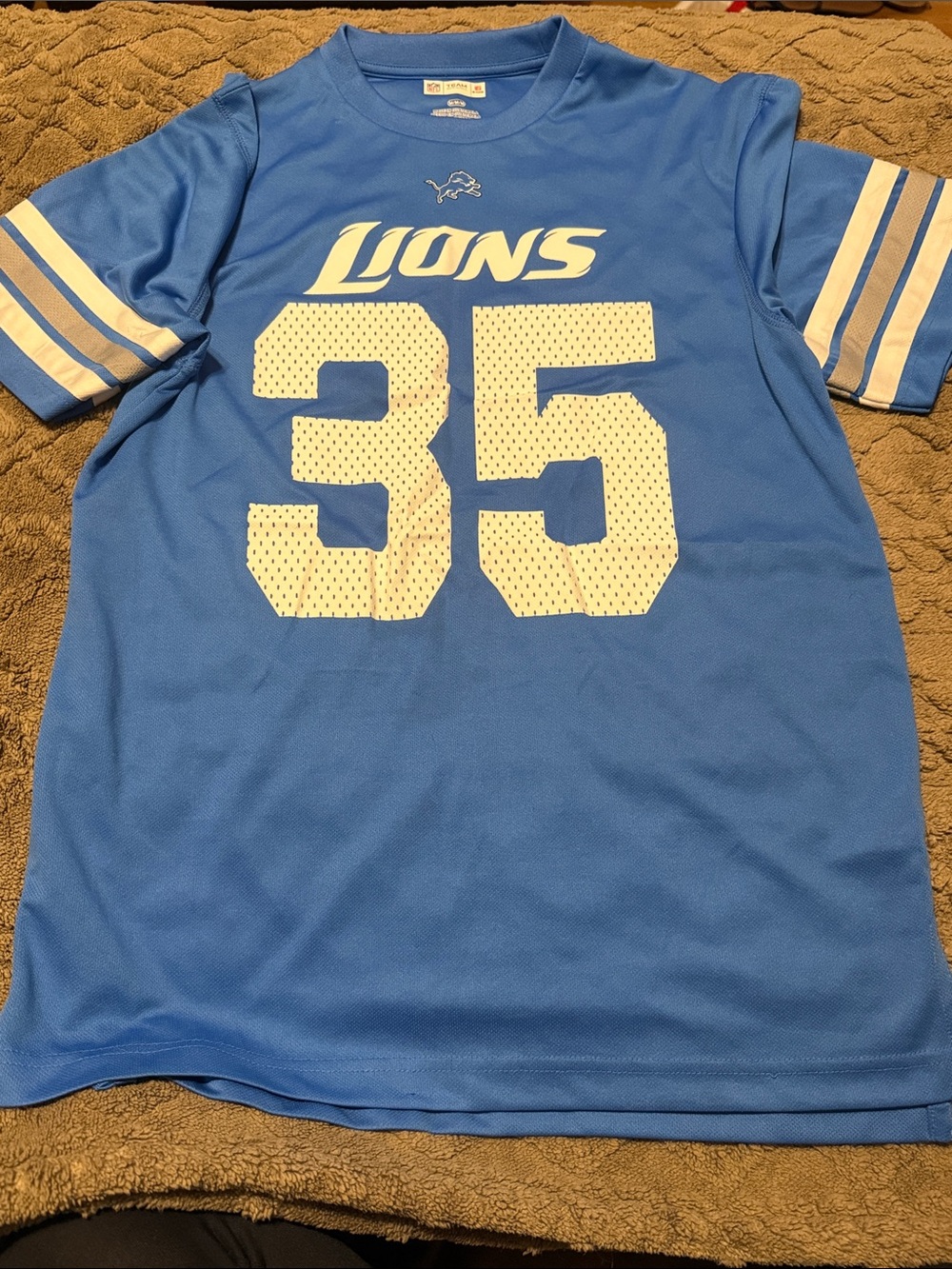 NFL Detroit Lions #35 Blue and White Short-Sleeve Jersey